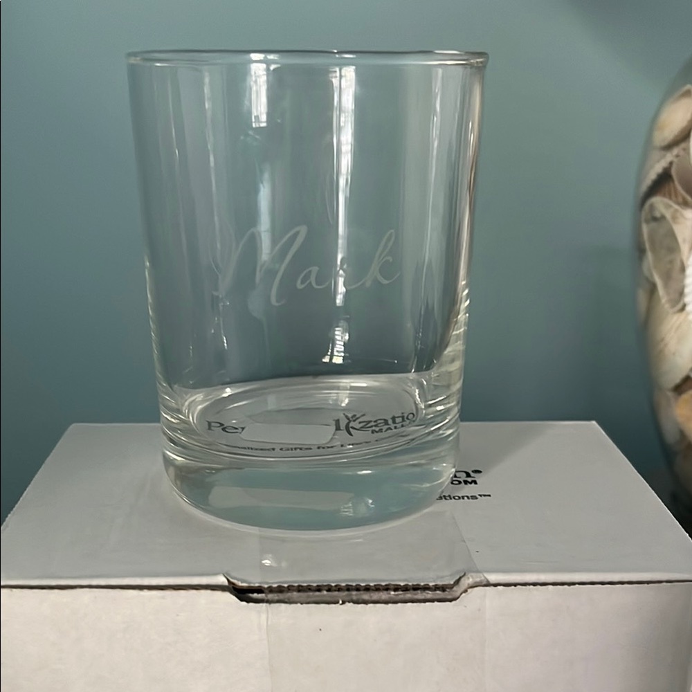 NWT personalized whiskey glass MARK